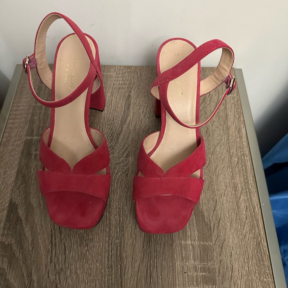 Kate Spade Pink suede blocked heels